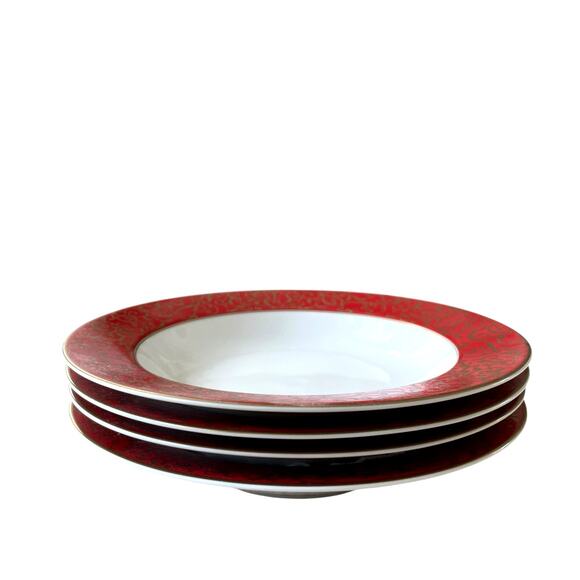 Mikasa Parchment Red Soup Salad Bowls 8.5in Set of 4 Fine Porcelain NEW - Picture 4 of 13